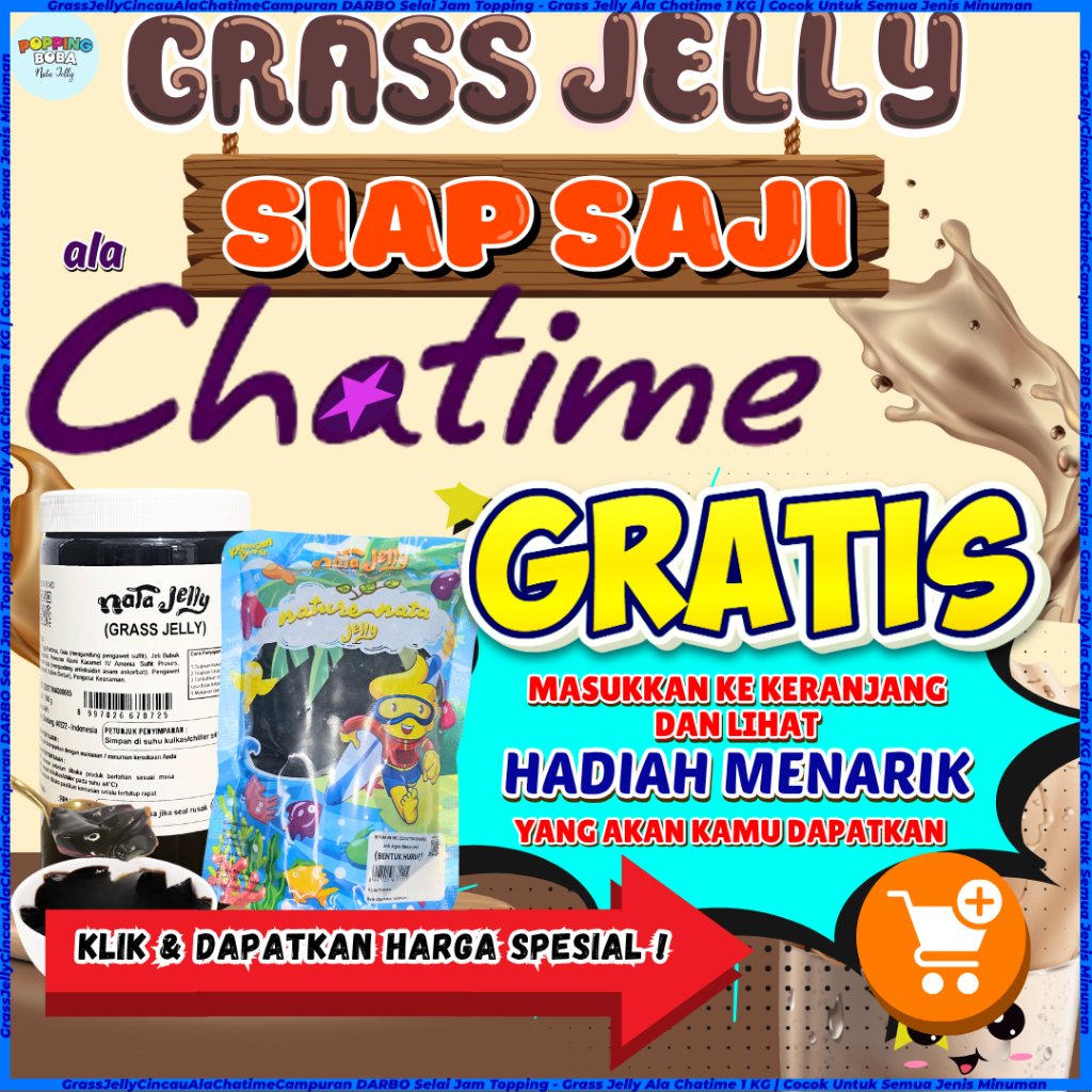 

GrassJellyCincauAlaChatimeCampuran DARBO Selai Jam Topping - Grass Jelly Ala Chatime 1 KG | Cocok Untuk Semua Jenis Minuman