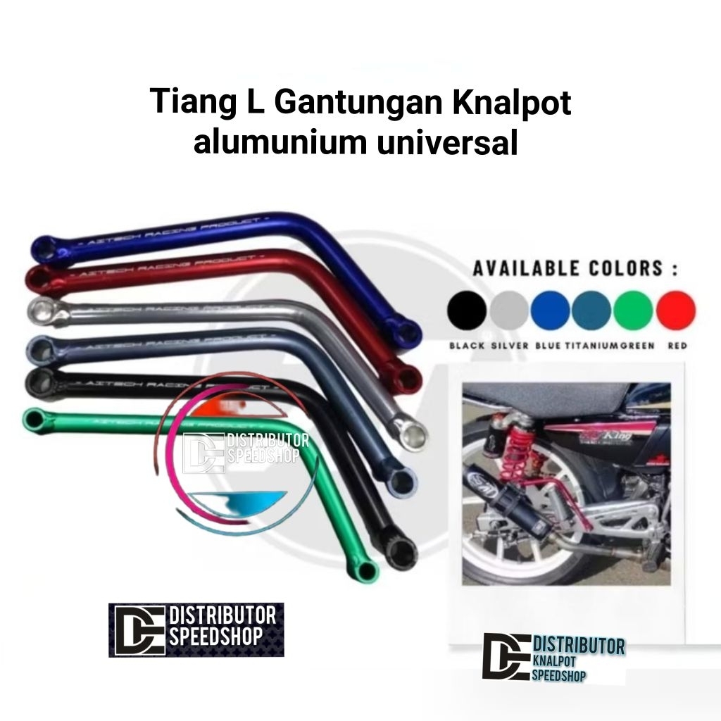Tiang Knalpot L Aitech original untuk semua motor Universal alumunium pegangan knalpot racing warna 
