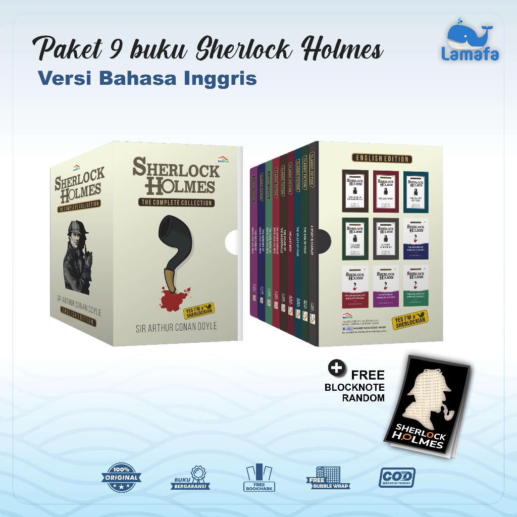 Sherlock Holmes Box Set versi Bahasa Inggris (1 Paket isi 9)