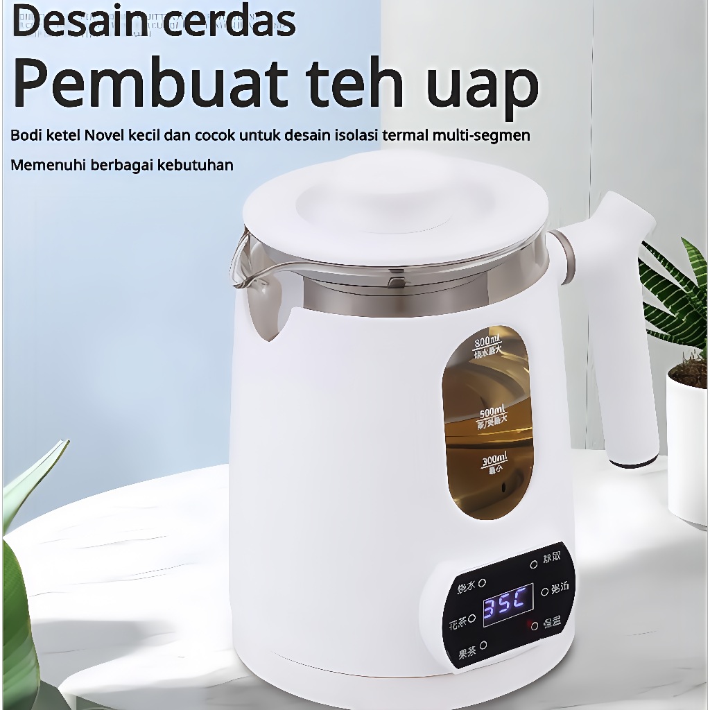 Teko Kesehatan Kaca Ekstraksi Uap Khusus 220V, Pemanas Air dan Pembuat Teh Rumah Tangga dengan Fungs