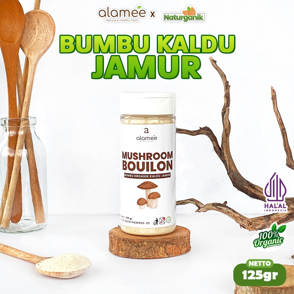 

ALAMEE Kaldu Jamur NON MSG Mushroom Powder Bubuk Bumbu Dapur Spice Tabur Seasoning 125gr Naturganik