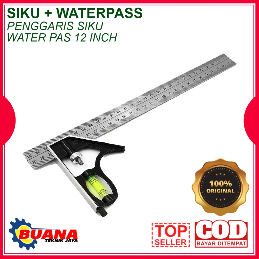 

Penggaris Siku L Waterpass Kombinasi Square Ruler Multifungsi Sudut Presisi Ukur Geser Busur Derajat