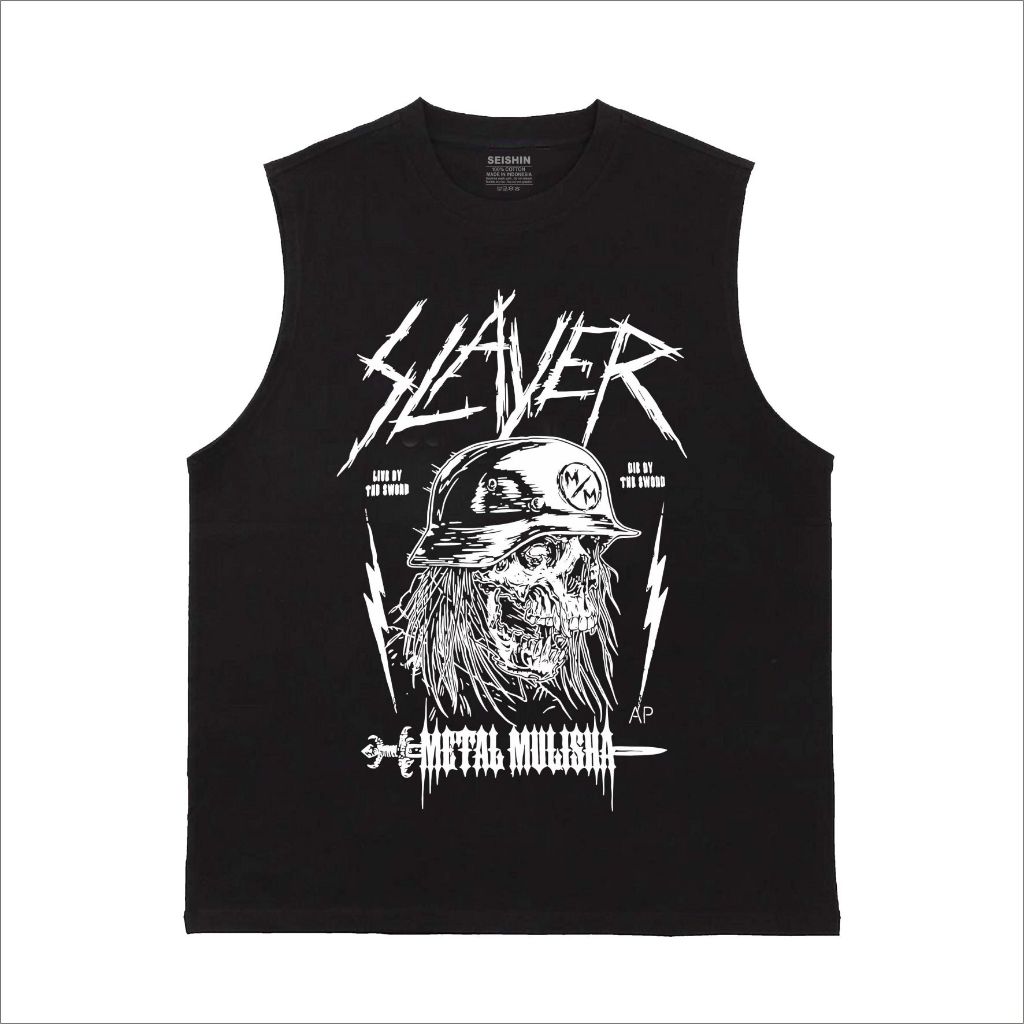 Seishin Tshirt Lekbong Slayer Metal mulisha Kaos singlet Tanktop musik unisex Trendy Oblong Distro K