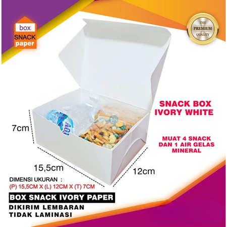 

Box Paper Kemasan makanan Dus Snack Ivory Putih Ukuran 15,5x12x7 Cm Kardus Foograde