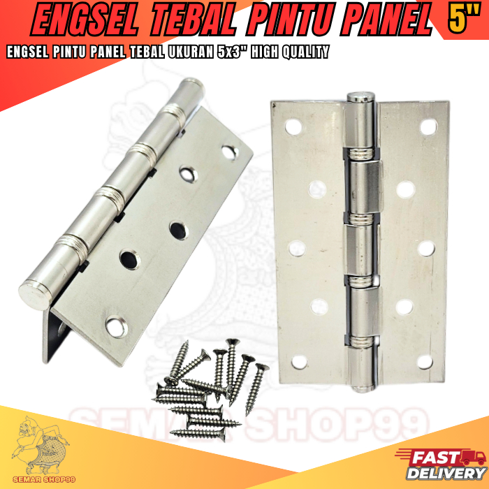 Engsel Pintu Panel Tebal 5"x3" Stainless Steel 1Pasang 2pcs / Engsel Pintu Rumah 5"in / Engsel Pintu