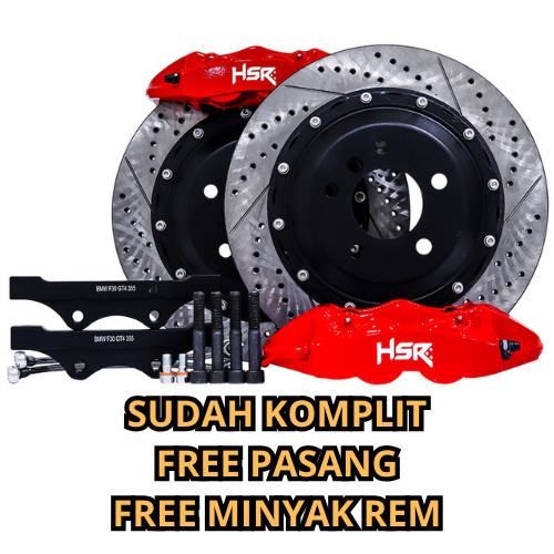 PAKET KOMPLIT BBK MOBIL BMW F30 BBK RED HSR 6 PISTON MZGT6 FRONT SIZE DISC 355X32 DRILLED SLOTTED BM