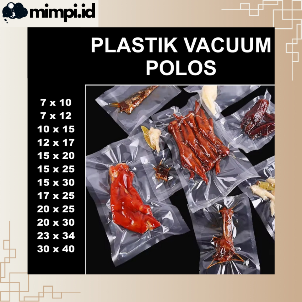 Plastik Vacuum Polos Ukuran Besar Kecil Satuan Vacum Sealer Bag Makanan