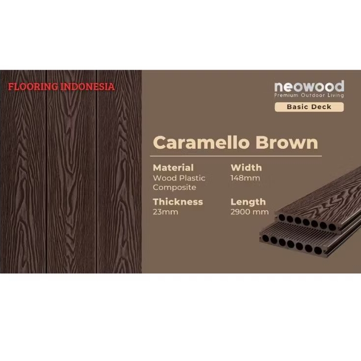 decking wpc outdoor lantai pinggir kolam renang Caranello Brown perbatang