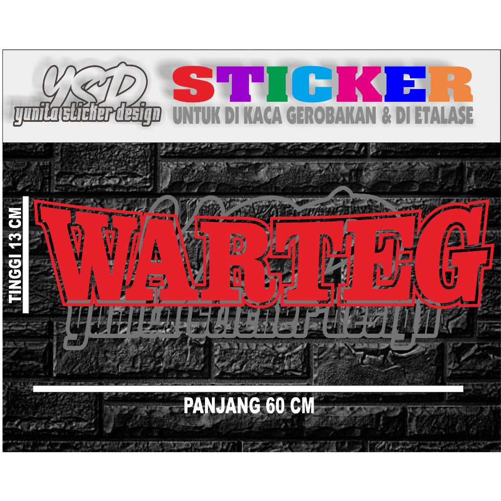 

Stiker tempelan Warteg Model Bolong lengkung ukuran 60x13 cm .Mudah dipasang