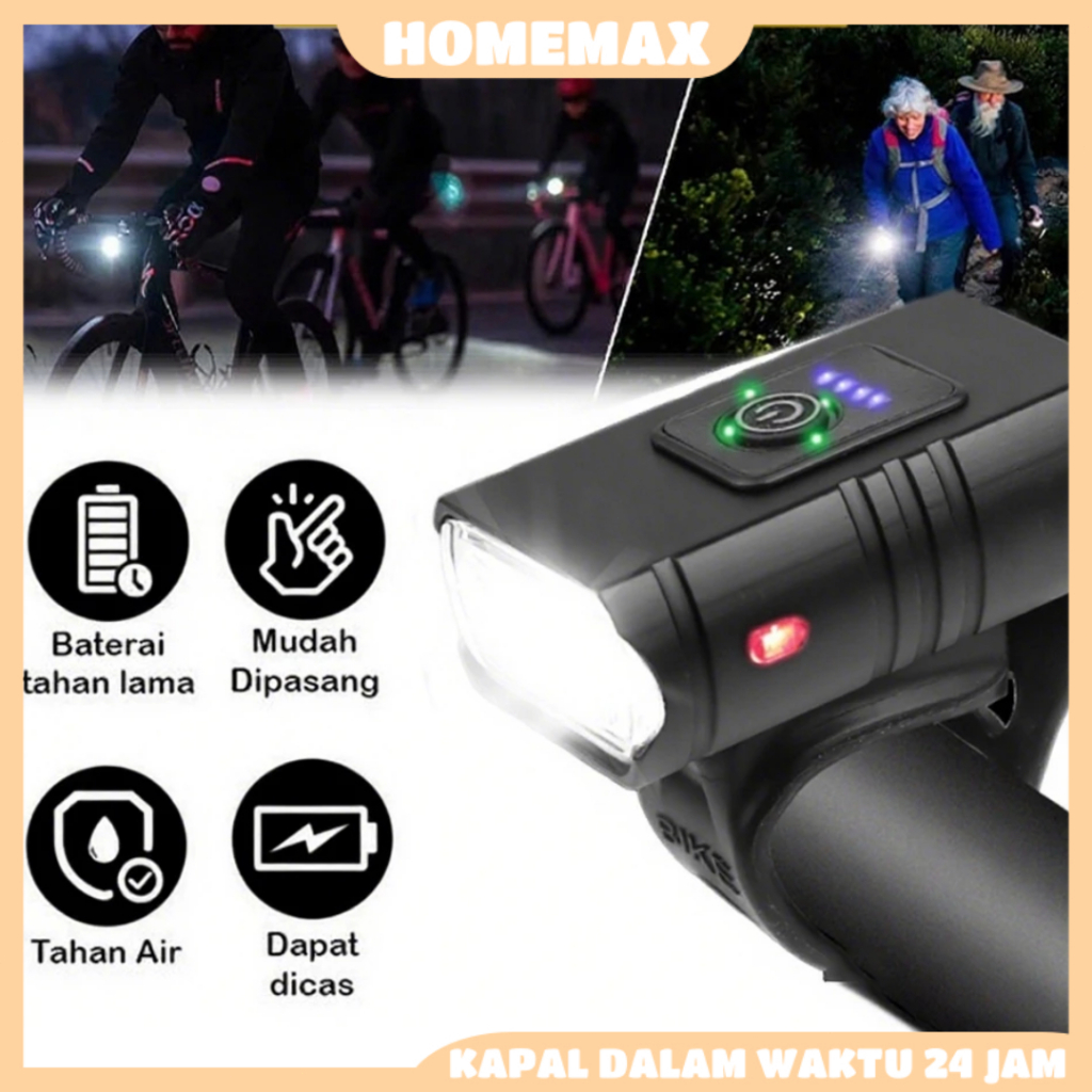 Lampu Sepeda LED 1000 Lumen Bright USB-C Penerangan Gunung MTB Night Cycling Baterai Tahan 8 Jam Wat