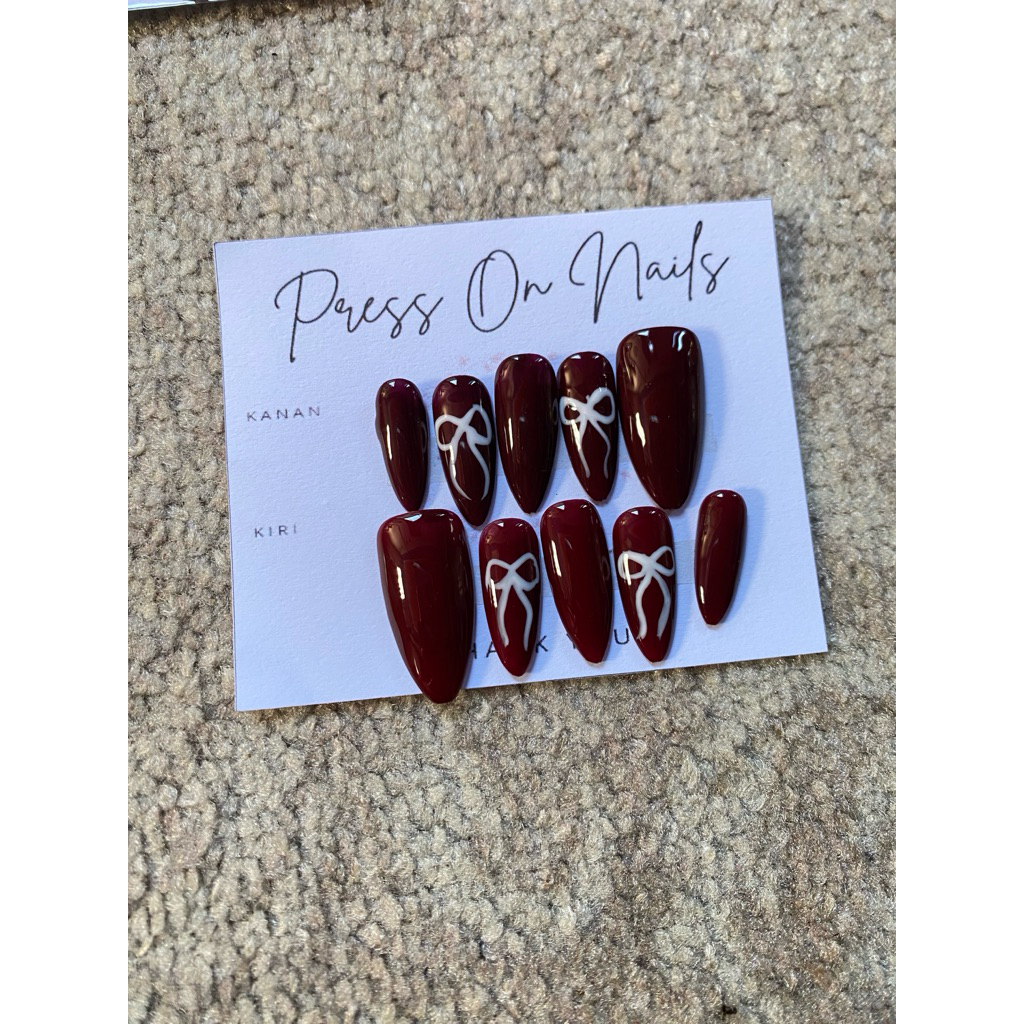 Press On Nails Maroon/ fake nails