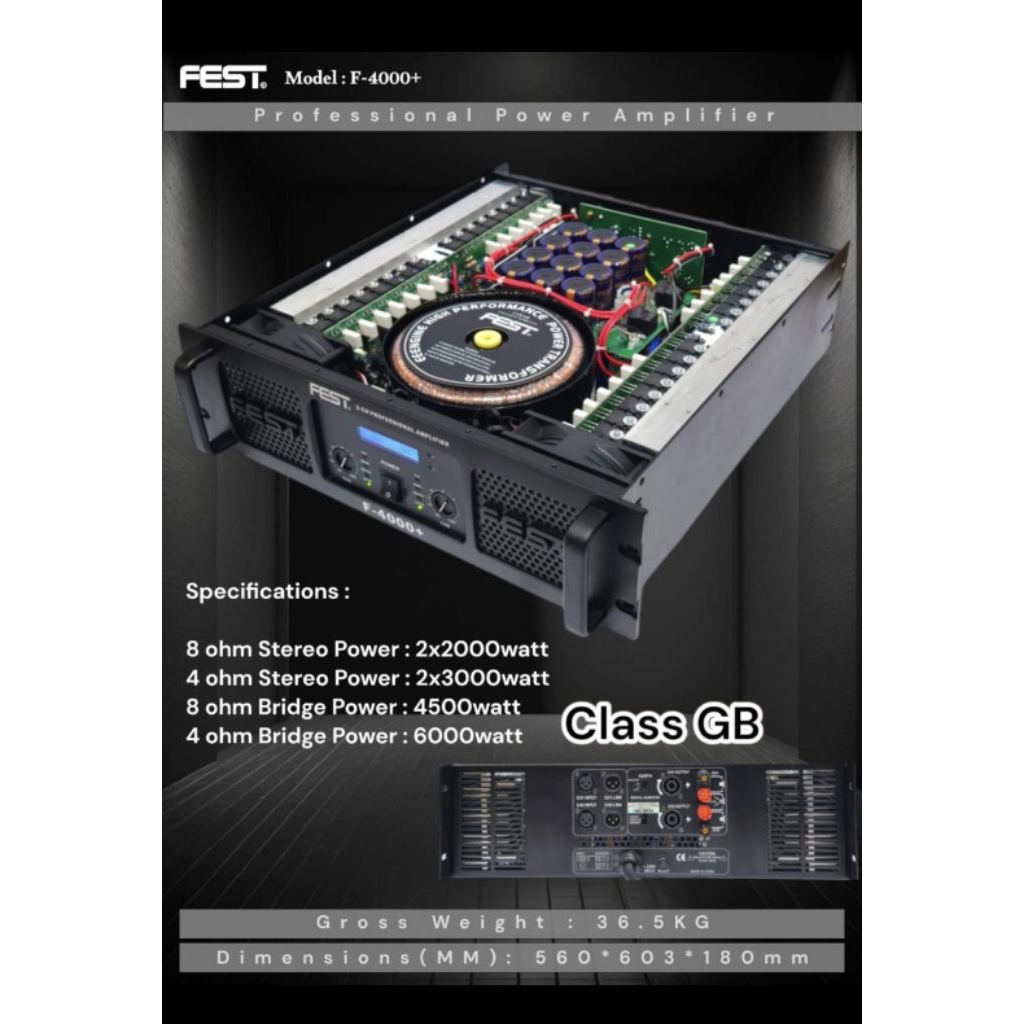 POWER AMPLIFIER FEST CLASS TD F4000+ ORIGINAL F-4000+ POWER 2 CHANNEL