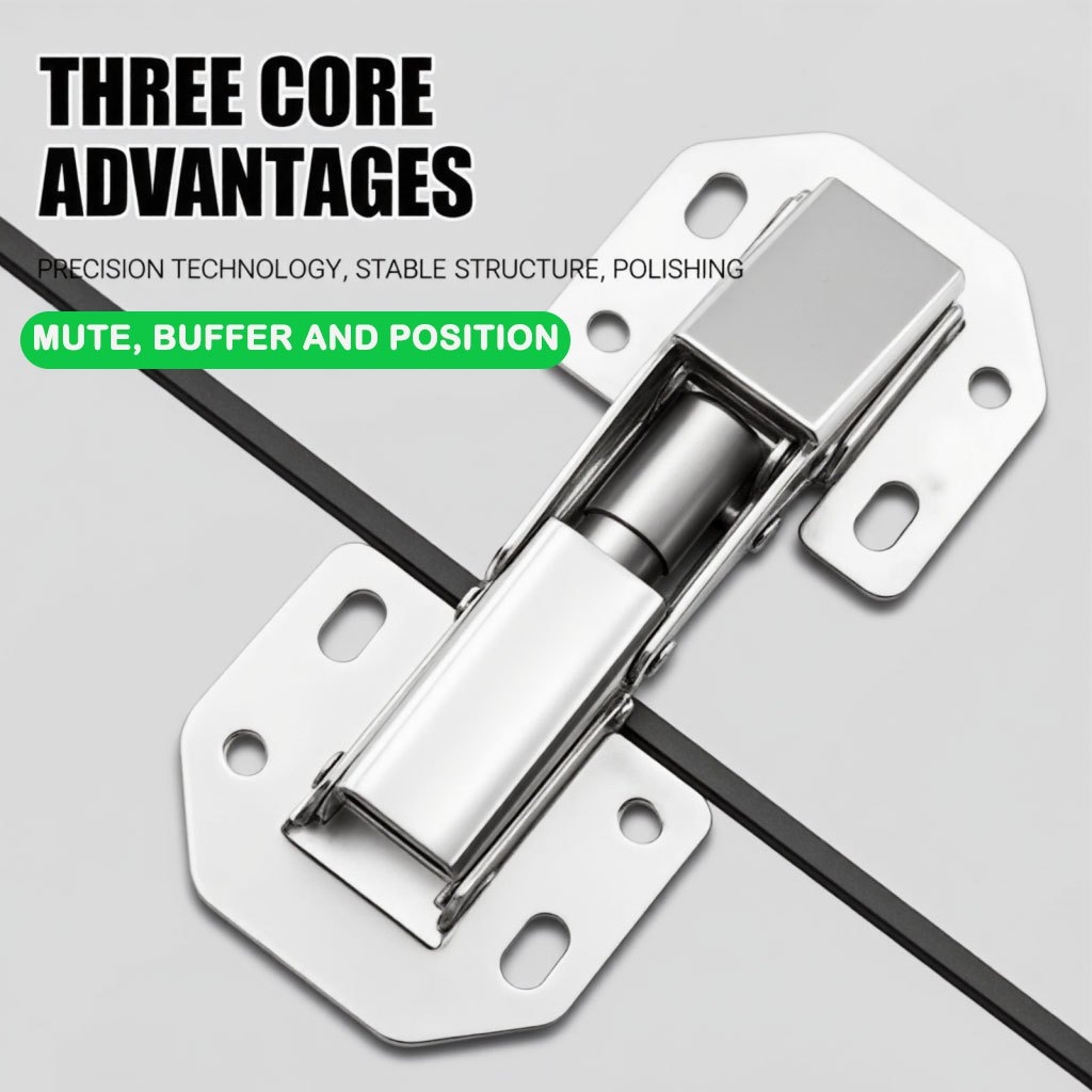 Engsel Pintu Sendok Slow Motion Kabinet Lemari Stainless Steel 3-4.5 Inch 90 Derajat Tanpa Bobok