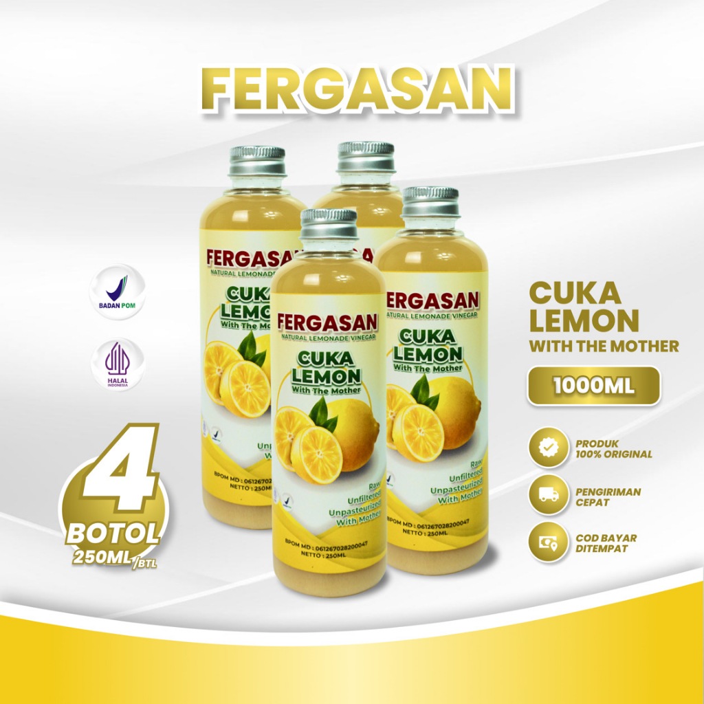 

FERGASAN Cuka Lemon Murni Alami 1000 Ml Paket 4 Botol