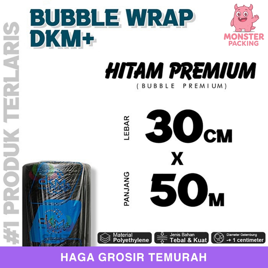 

Plastik Bubble Wrap 30cm x 50m HITAM PREMIUM DKM PLUS TERMURAH / ROLL