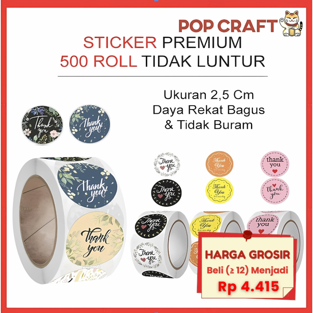

PC Stiker Label Roll Thank You 500 Pcs 2,5 CM / Stiker Label Terima Kasih Cocok Untuk Usaha Makanan