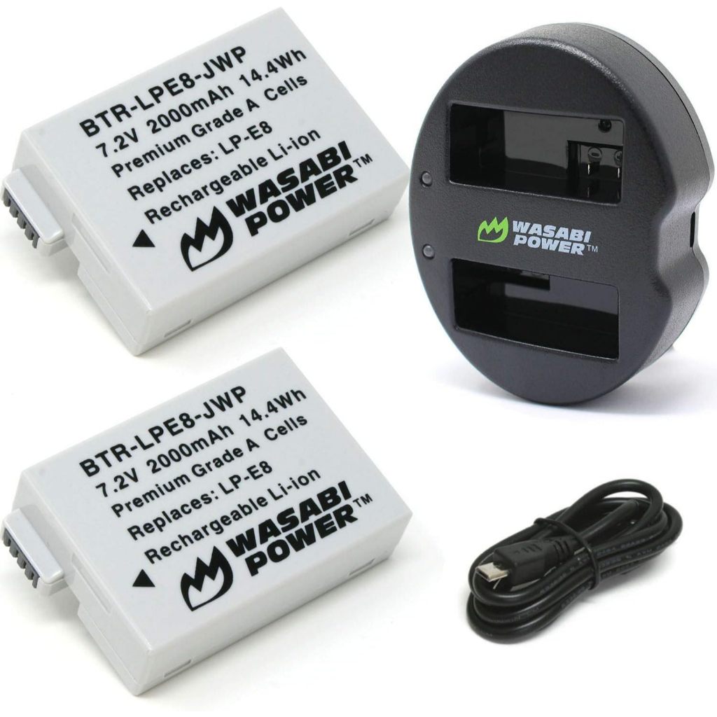 Wasabi Power Battery & Charger for Canon LP-E8 LPE8 LP E8 Baterai EOS 550D 600D 650D 700D EOS Rebel 