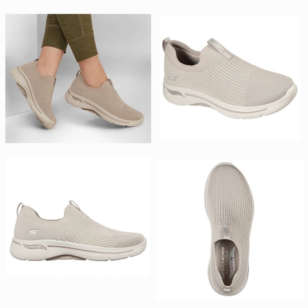 SALEEE 100% Original Skechers GOwalk Arch Fit - Iconic Taupe Women's Sneakers Shoes Kode Produk: SKE