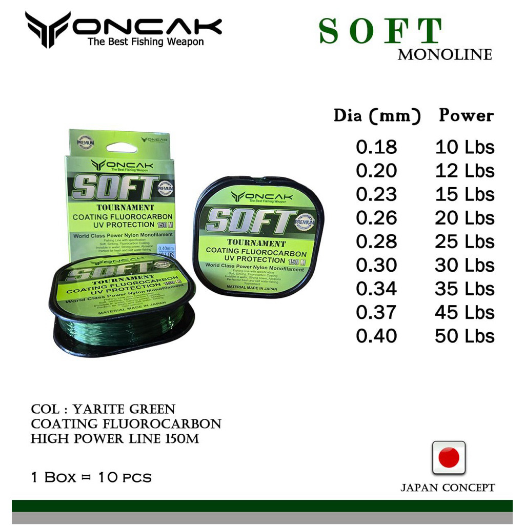 senar oncak SOFT monoline 150 meter warna yarite green