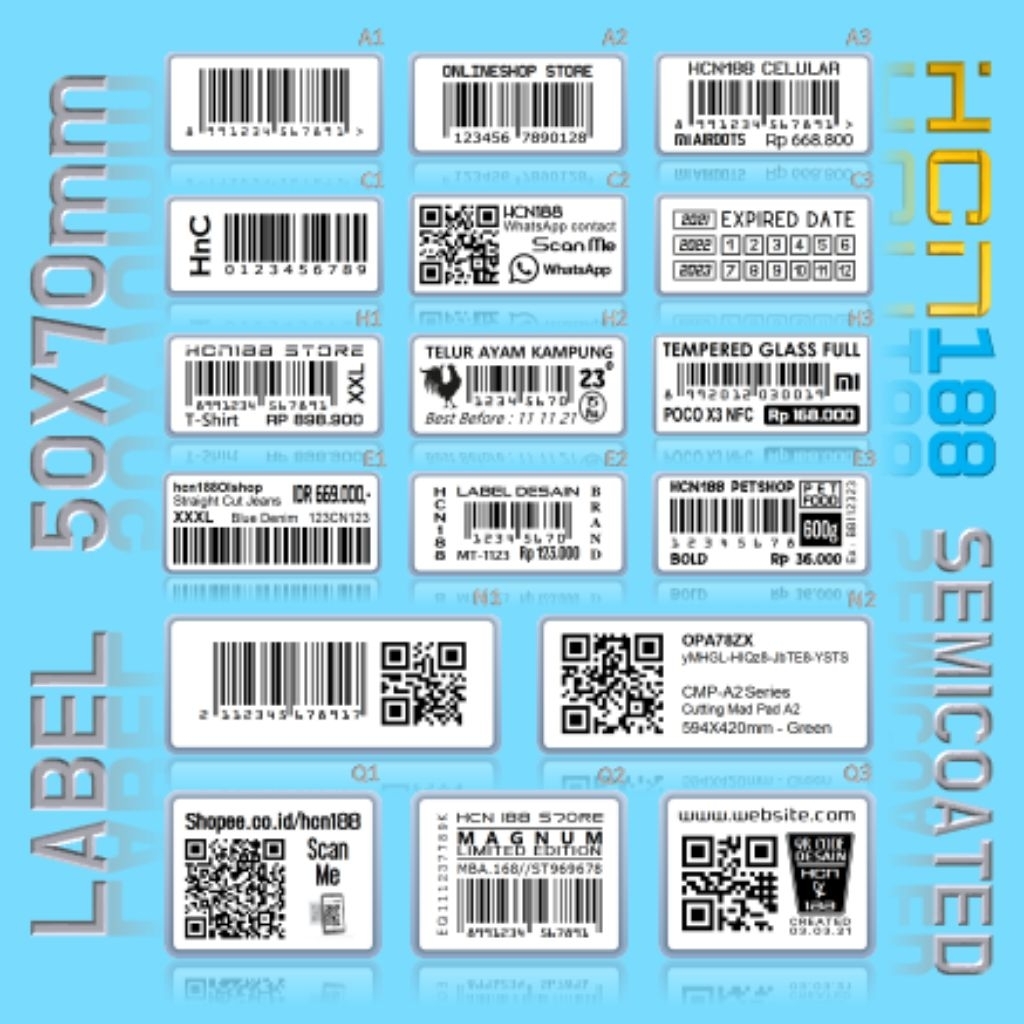 

Cetak Label Barcode Semicoated & Desain 50X70mm Wax Resin
