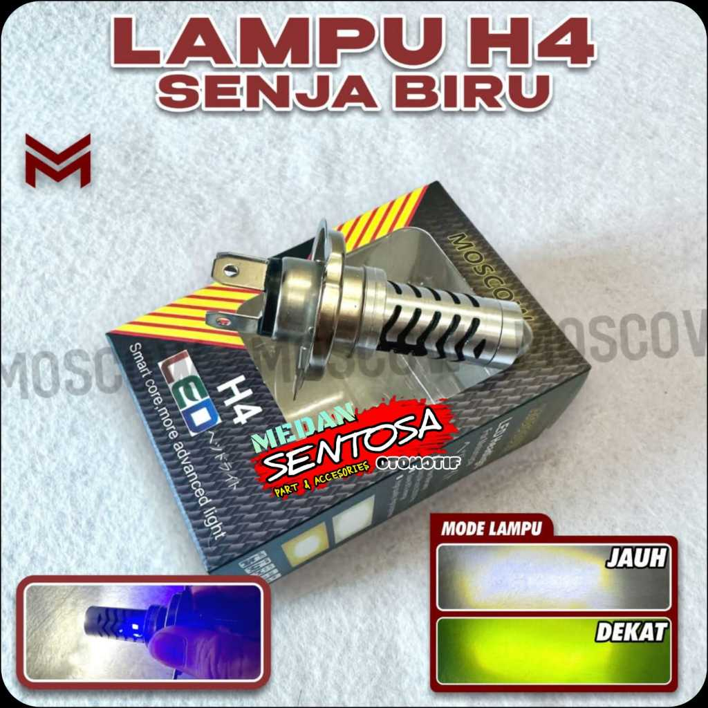 BOHLAM LAMPU DEPAN LED H4 LASER CRF150L/VIXION/KLX150/CB150R OLD SENJA BIRU MOSCOW