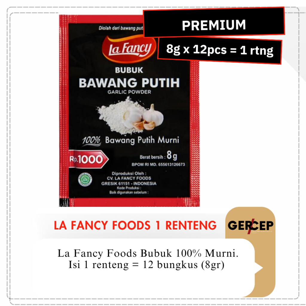 

La Fancy Bubuk Bawang Putih 1 Renteng isi 12pcs