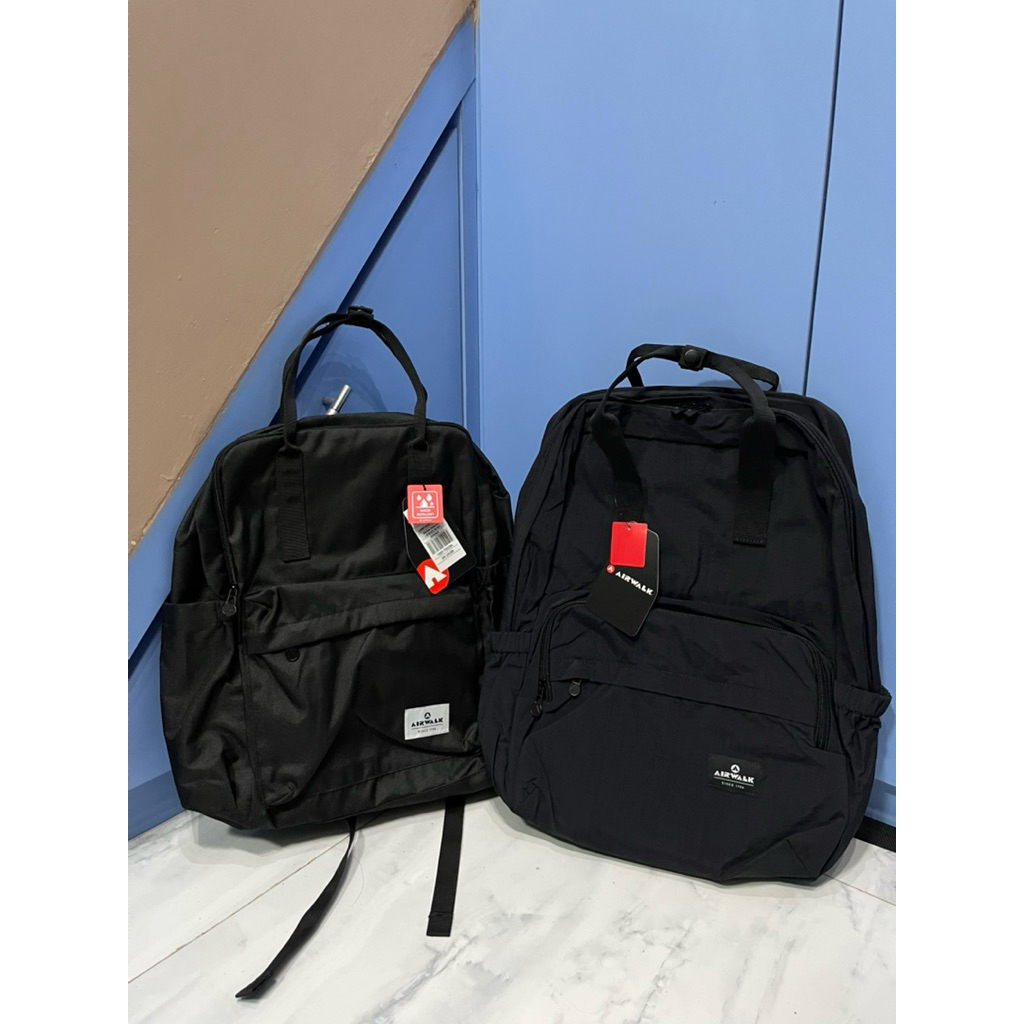Tas Ransel/ Backpack Airwalk hitam women bahan kanvas/ nilon parasut sale 50% ada slot laptop