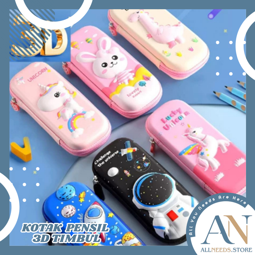 

Allneeds KOTAK PENSIL 3D TEMPAT PULPEN BOLPEN TEPAK AESTHETIC MOTIF KARAKTER TIMBUL
