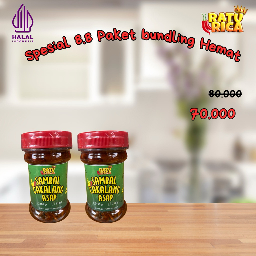 

Ratu rica spesial 8.8 paket bundling hemat 2 pcs sambal cakalang (150gr)