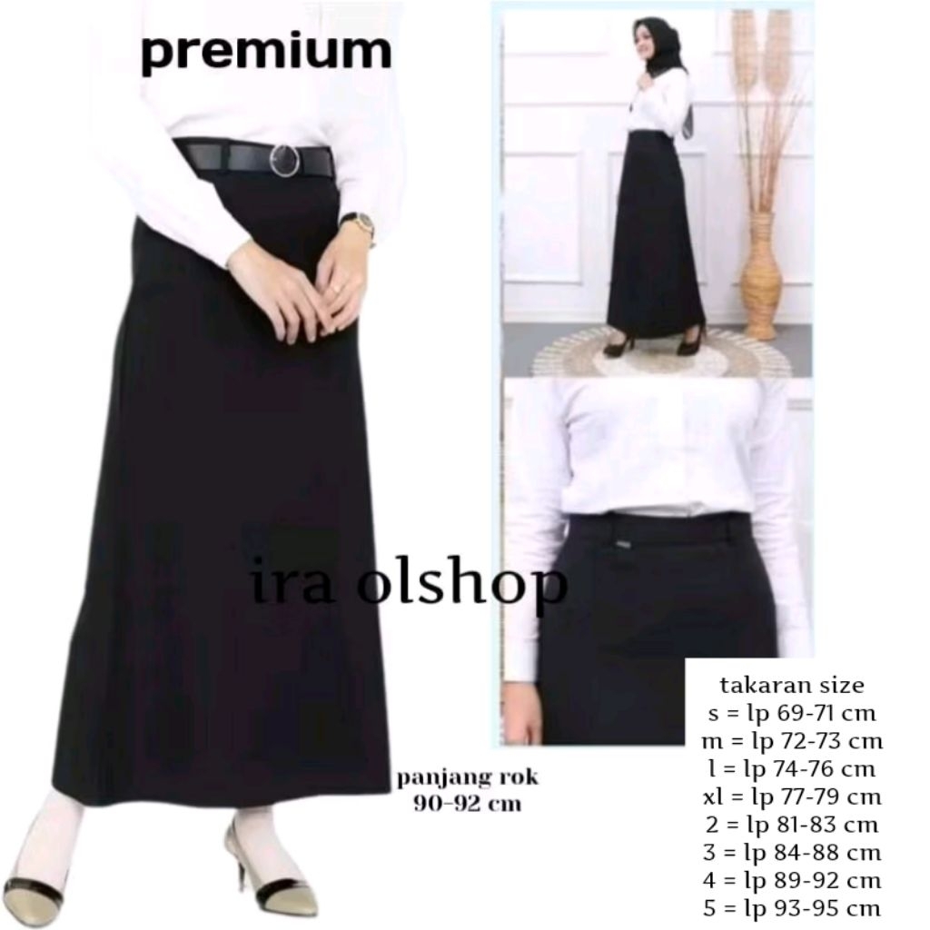 ROK HITAM PANJANG KEMBANG A BAHAN KATUN PREMIUM