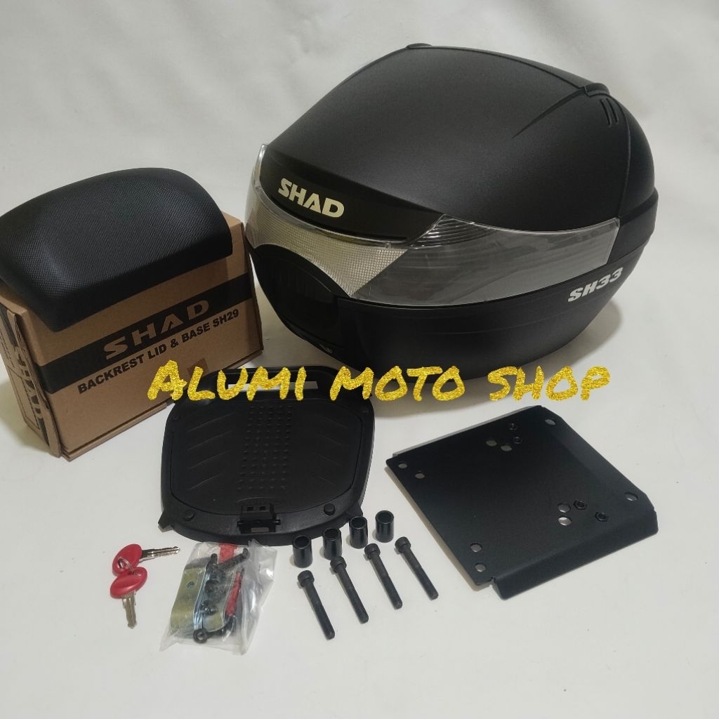paketan box shad 33 komplit sandaran & breket box csj pcx karbu pcx 150 dan pcx 160