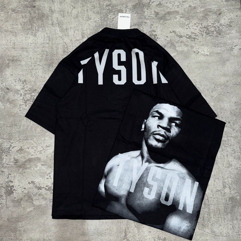 Baju Kaos P&B Oversize Mike Tyson - T Shirt Vintage Mike Tyson Oversized Black 16s
