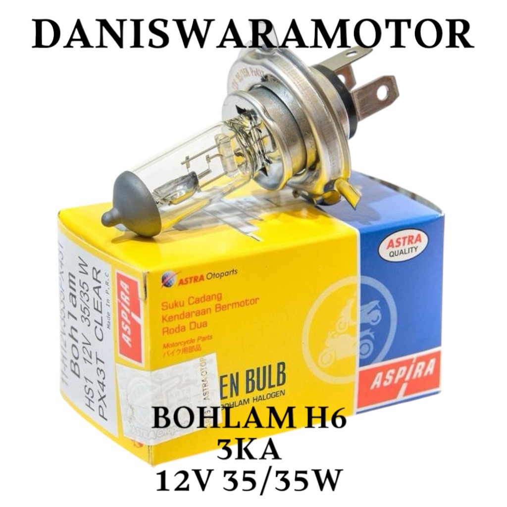 BOHLAM BOLA LAMPU DEPAN HALOGEN RXKING H6 12V 35/35W 3KA ASPIRA