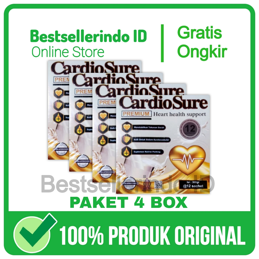 

4 Box Cardiosure Susu Kesehatan Jantung Darah Tinggi Kolesterol Hipertensi Original Asli