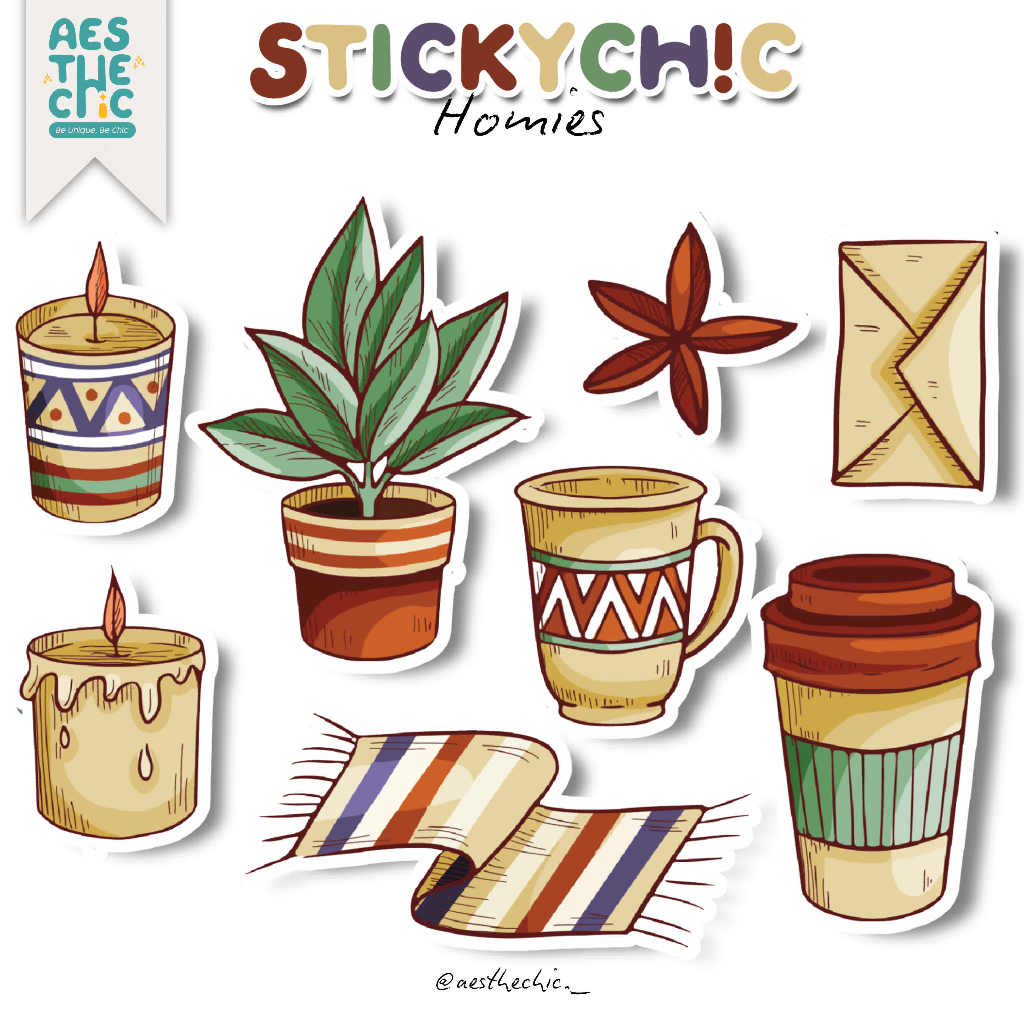 

Stiker Pack Cute Autumn home Waterproof Anti Air untuk Freebies Buku Journal Casing Phone Aesthechic