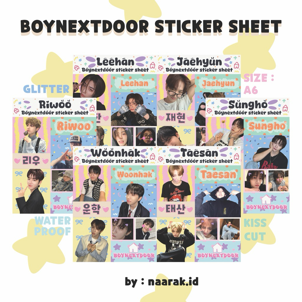 

BOYNEXTDOOR GLITTERY STICKER SHEET ALL MEMBER READY