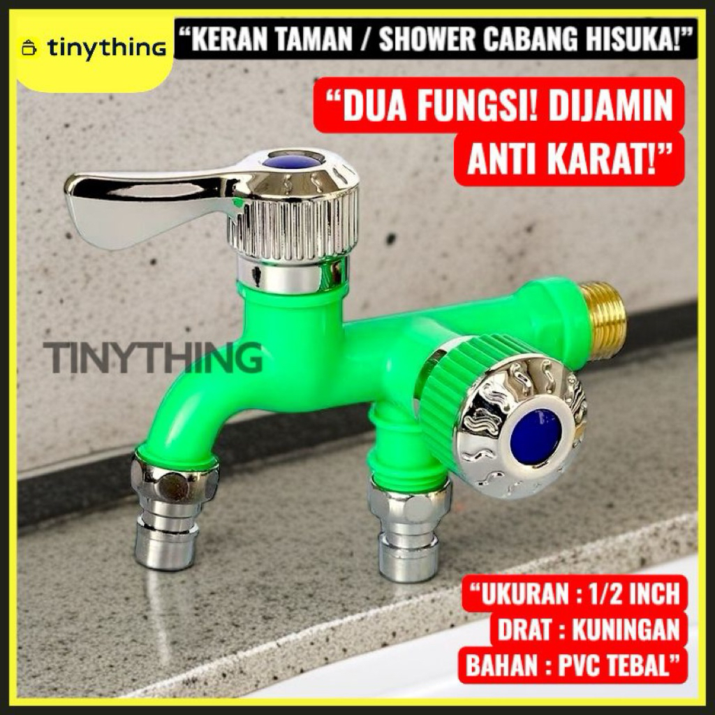 Kran Cabang Kran Air 2 Cabang PVC cocok untuk Dapur Taman Mesin Cuci bisa COD