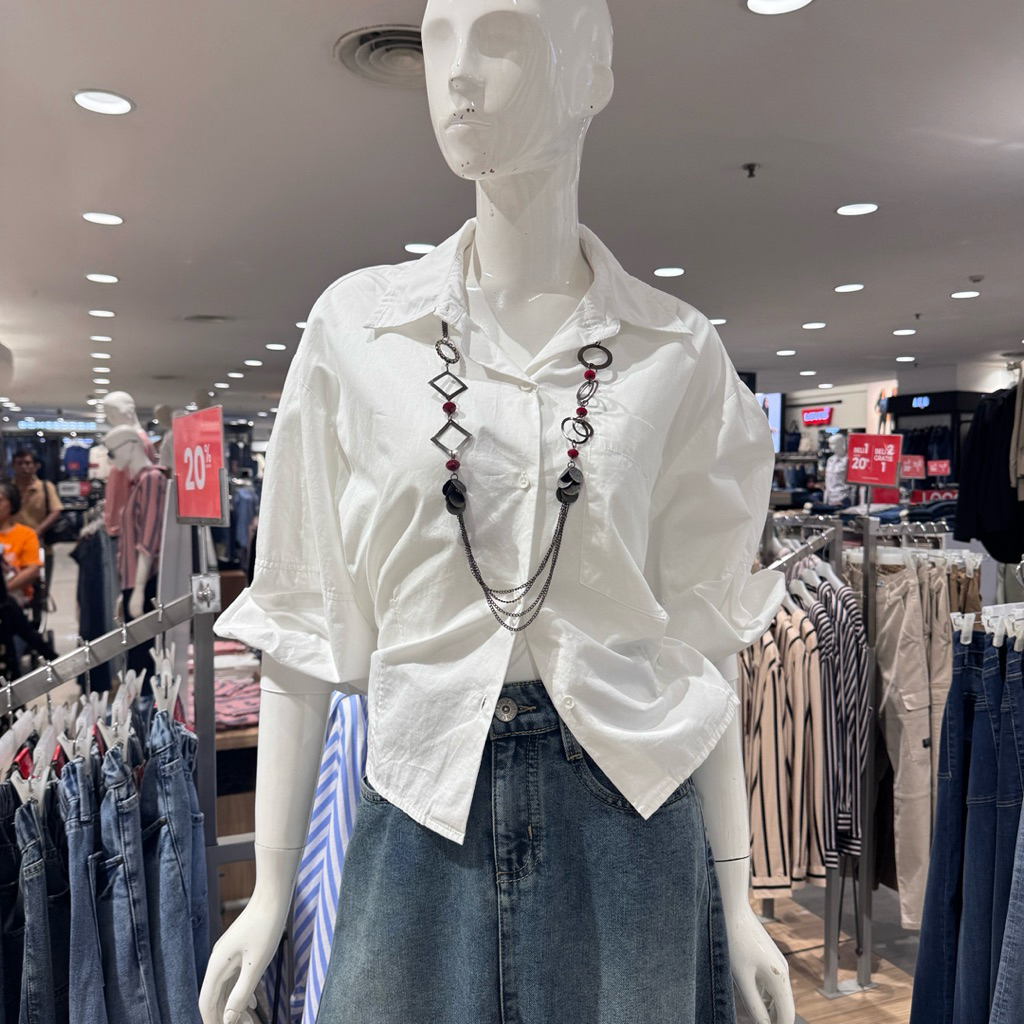 LOGO JEANS - NEW Kemeja Blouse Putih Wanita (S-L)
