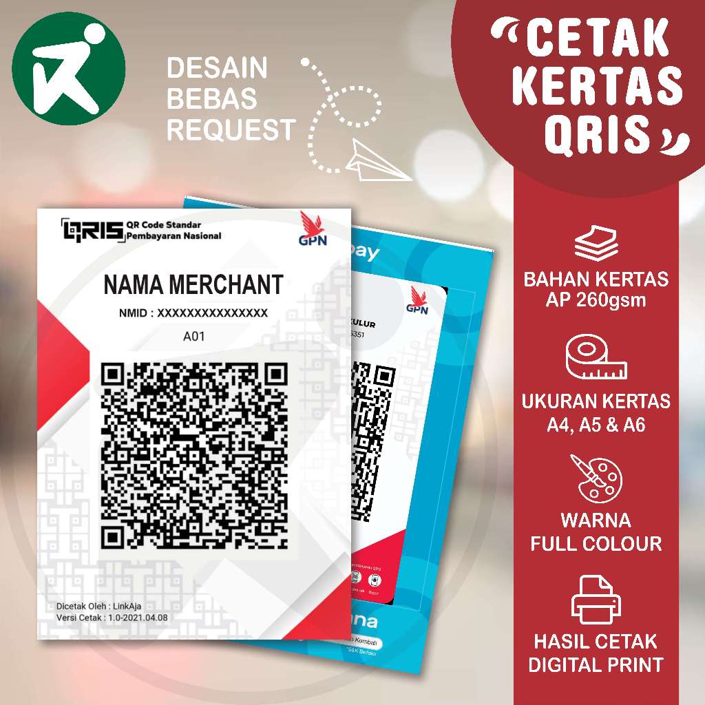 

CETAK QRIS / QR CODE / CETAK KERTAS QRIS SHOPEEPAY, GOPAY, DANA DLL