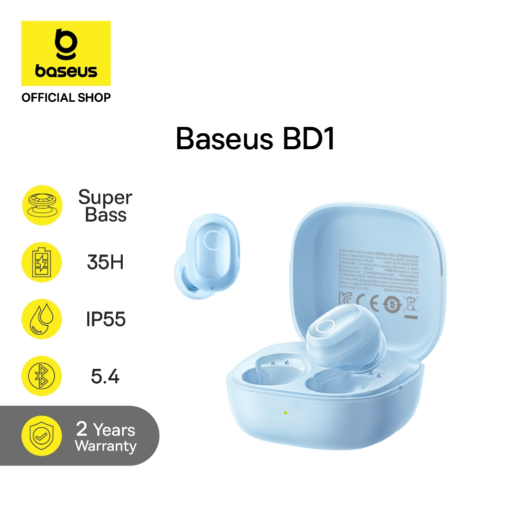 Baseus BD1 TWS WM01 Upgrade Earphone IP55 Bluetooth 5.4 Low Latency Earbuds