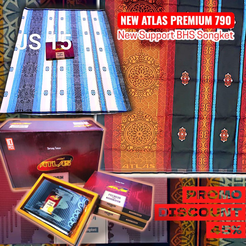 (COD) SARUNG ATLAS PREMIUM 790 JACQUARD SONGKET GOLD MOTIF BHS TERMURAH