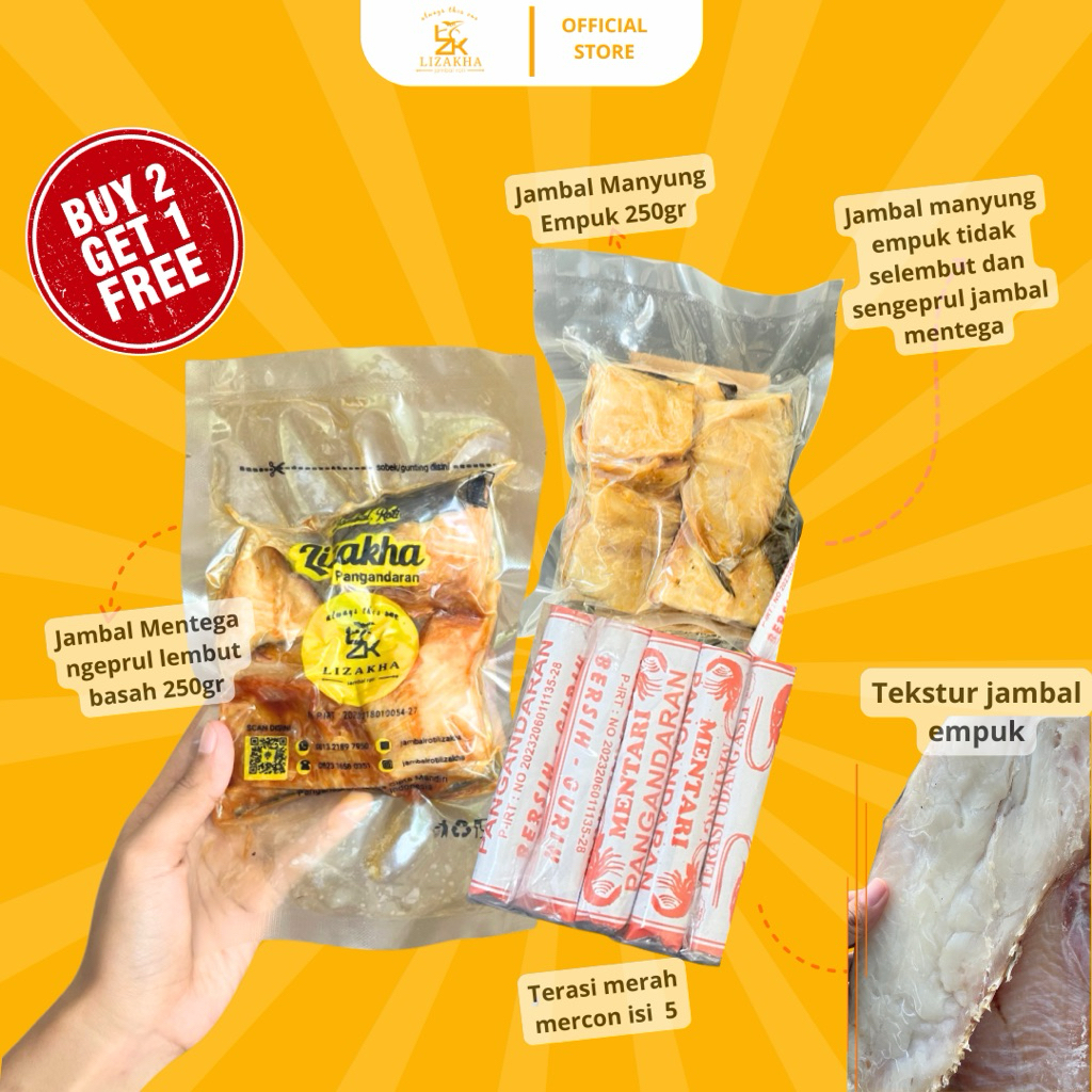 

Ikan asin jambal roti mix jambal roti mentega ngeprul 250gr+Jambal roti empuk 250gr+terasi merah mercon by lizakha seafood
