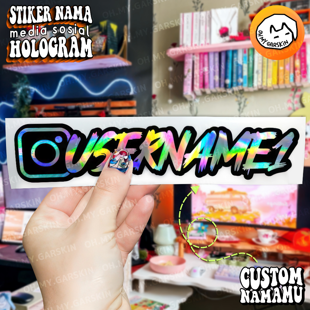 

Stiker Medsos Hologram Custom Nama Anti Air Unik dengan Lapisan 2 Tumpuk Stiker Cutting Personalisasi untuk Casing Handphone Laptop Kaca Mobil Helm Motor Personalisasi Tulisan Namamu dengan Font dan Variasi Media Sosial Pilihan Anda