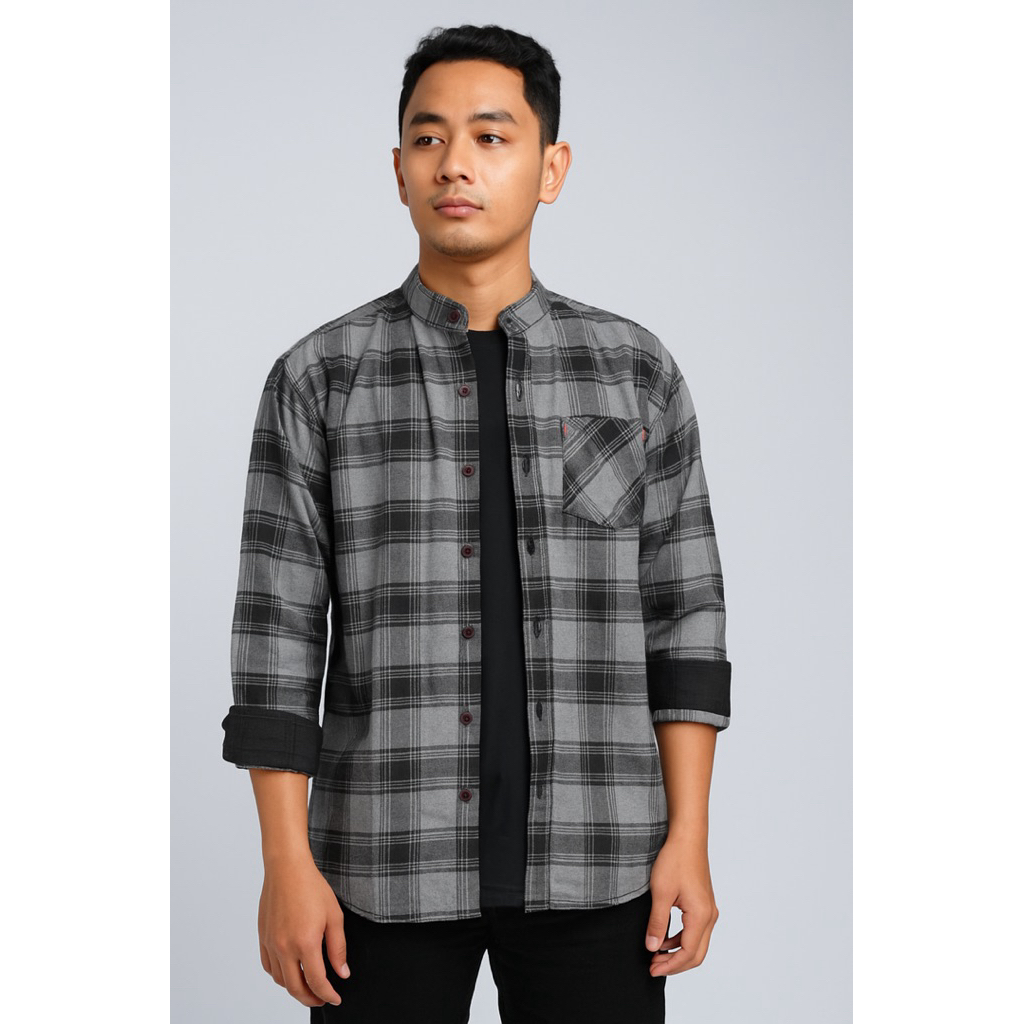 kemeja panel pria lengan panjang kemeja panel pria kemeja cb panel lengan panjang pria     kemeja gi