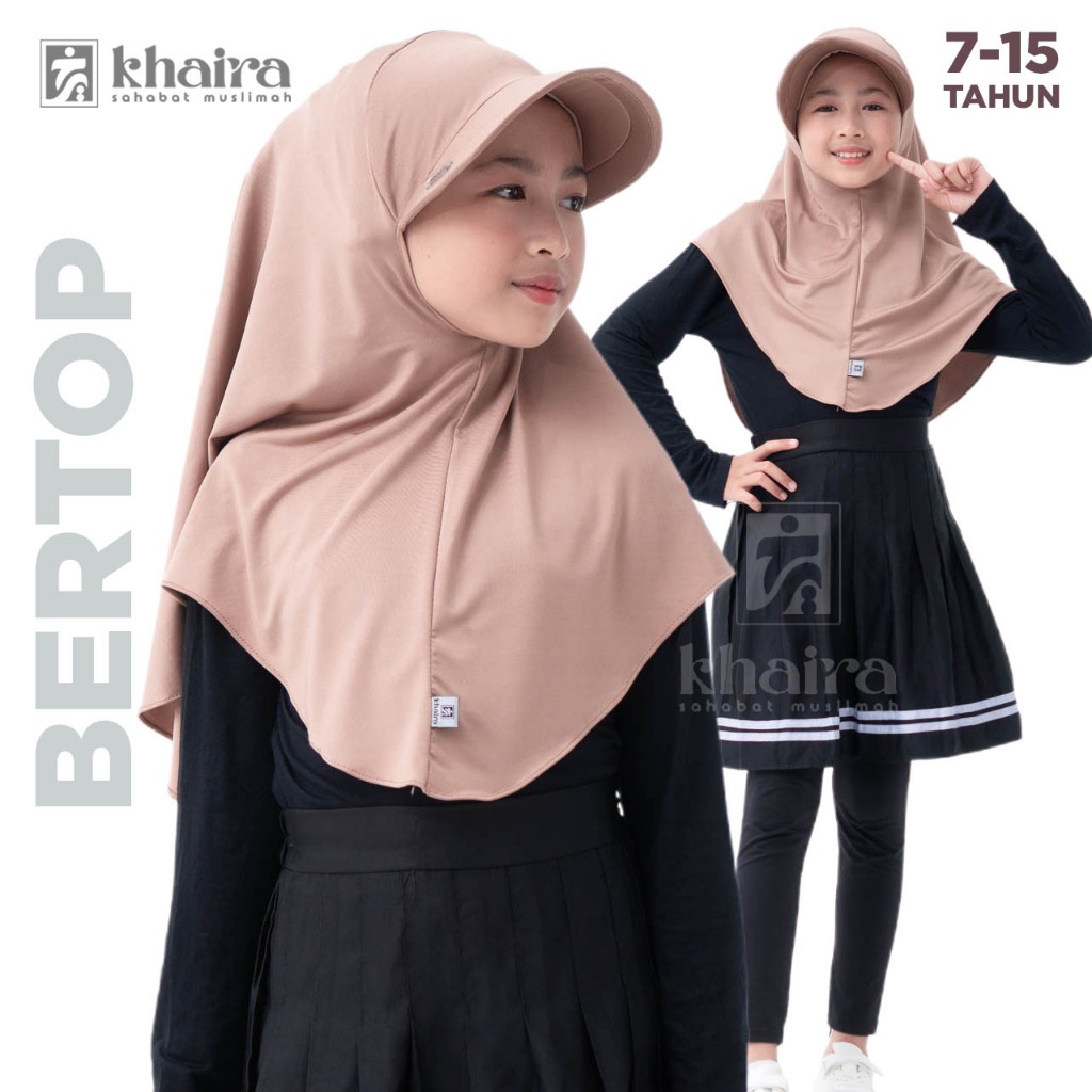 Khaira | Bergo Topi - Jilbab Instan Sport Dewasa & Anak Jersey Premium Hijab Sporty Wanita Muslimah