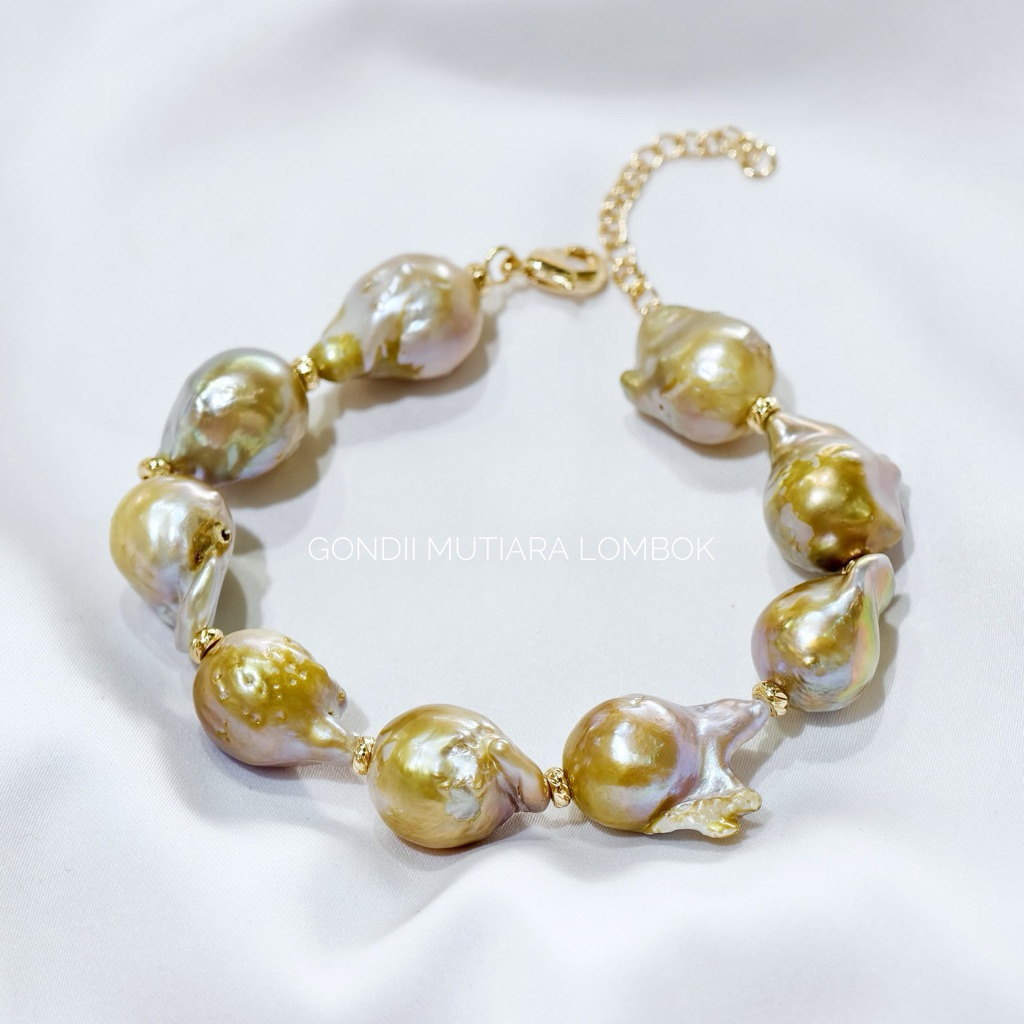 Gelang Mutiara Baroque Asli Mutiara Laut Bersertifikat | Gelang Mutiara Laut Asli Model Baroque Bers