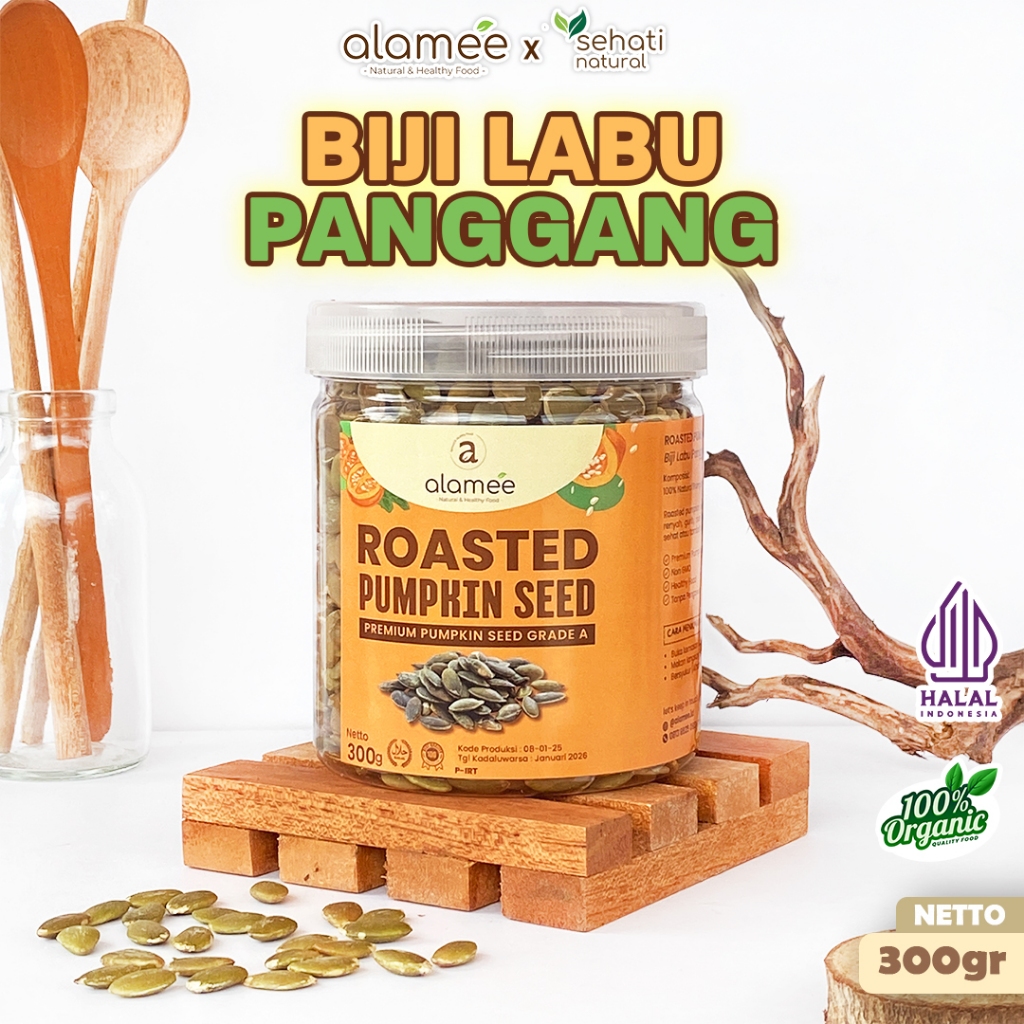 

ALAMEE Roasted Pumpkin Seed Biji Labu Pepita Kupas Panggang Matang Siap Makan Natural 300gr