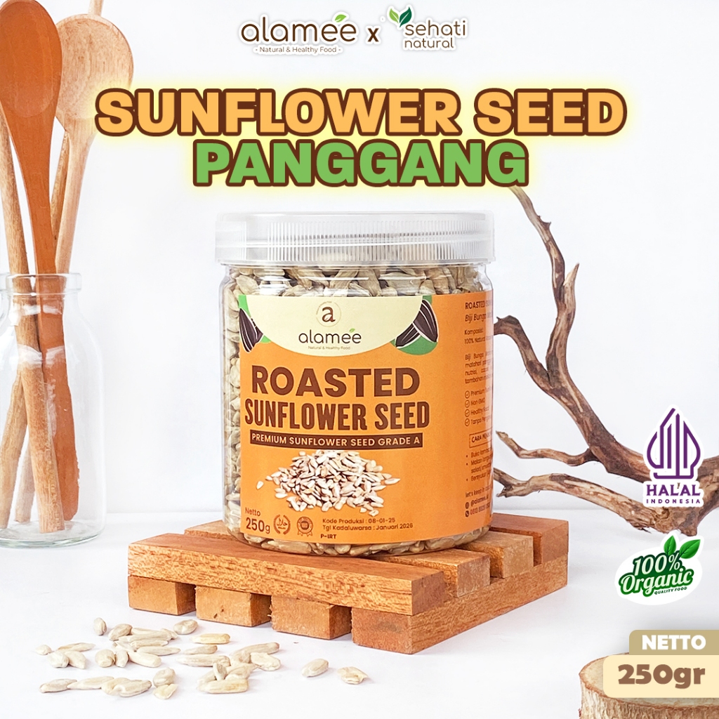 

ALAMEE Roasted Sunflower Seed Biji Bunga Matahari Kupas Oven Biji Kuaci Panggang PREMIUM 250gr