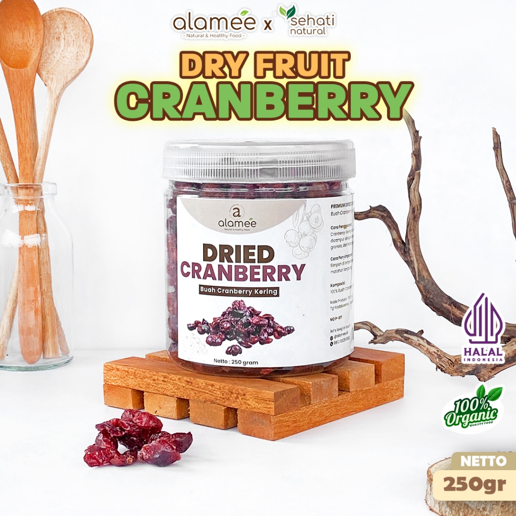 

ALAMEE Cranberry Kering Cemilan Buah Sehat Rendah Kalori Dried Cranberry 100% Natural Premium 250gr