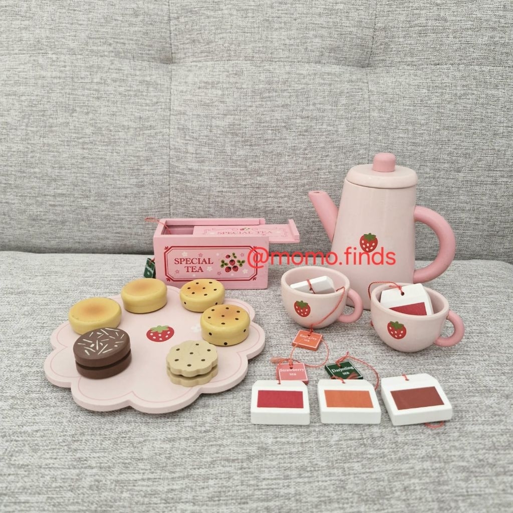 Preloved Mother Garden Tea Set Kayu Anak – wooden toys - mainan kayu anak